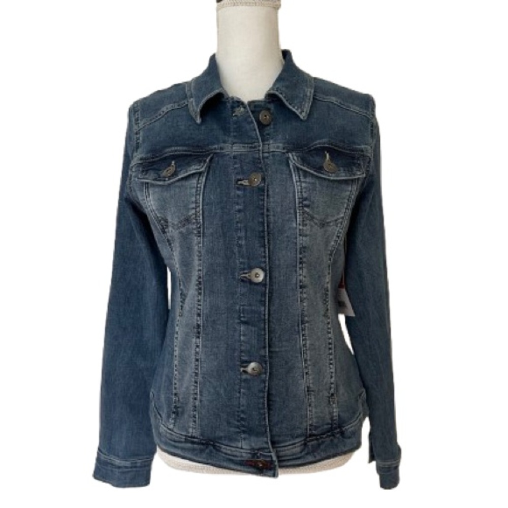 NWT Wrangler Authentics Women's Stretch Blue Denim Jean Jacket, Sz M